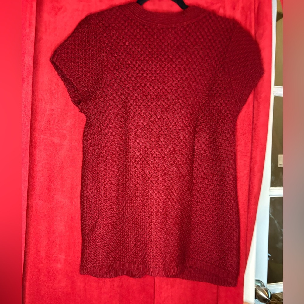 Koret Women's Burgundy Cable Knit Cardigan Sz Medium - Picture 5 of 8